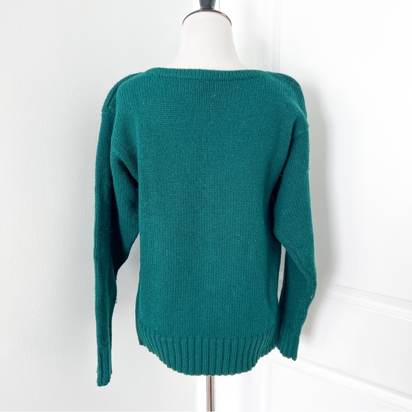 Vintage Ralph Lauren Shetland Wool Teal Sweater with Mallard Duck Hand Knit - Picture 3 of 3